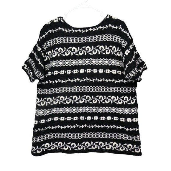 Vintage Marisa Christina Studio Sweater Tunic XL‎ Short Sleeve Texture B&W - Picture 1 of 10